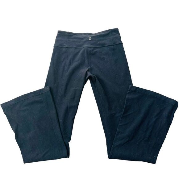 LULULEMON ATHLETICA High Rise Reversible Yoga Pant Lululemon Flared Leggings Bla - Picture 3 of 5